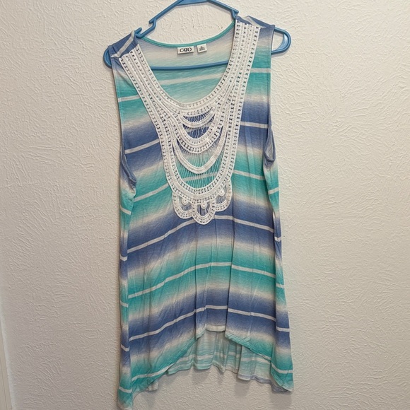 Cato Tops - 📛📛📛BOGOHO📛📛📛Cato Aqua and Navy Striped Hi-Low Tank Top